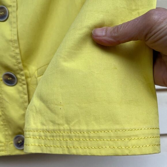 Style Benetton yellow 3/4 sleeve standup collar jacket. Front buttons, lapels, S - Picture 3 of 11
